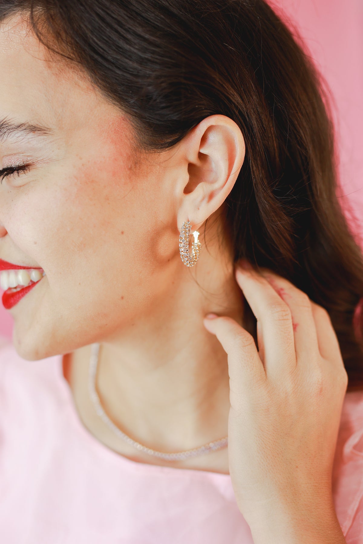 Crystal Clear Earrings In Gold
