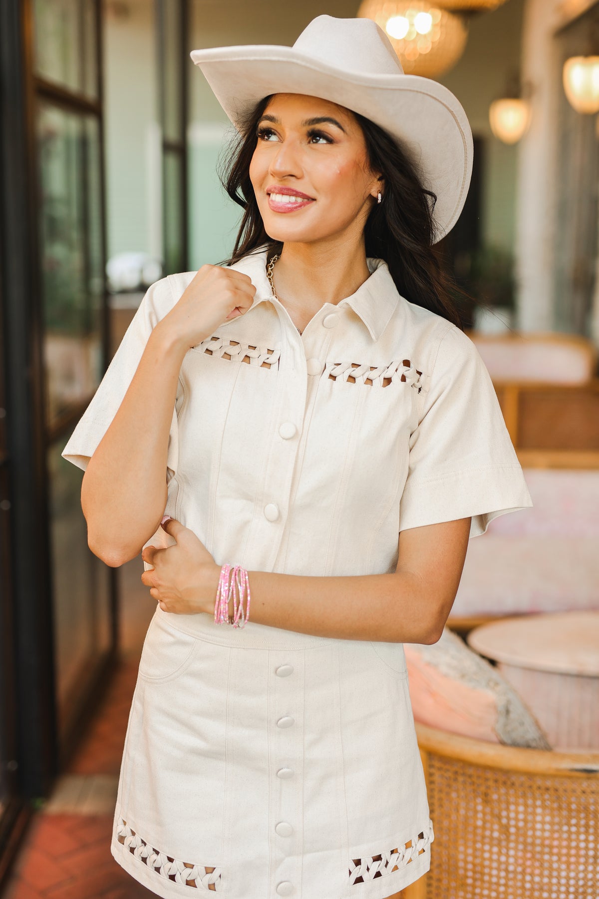 Delaney Braided Cutout Top – Cream