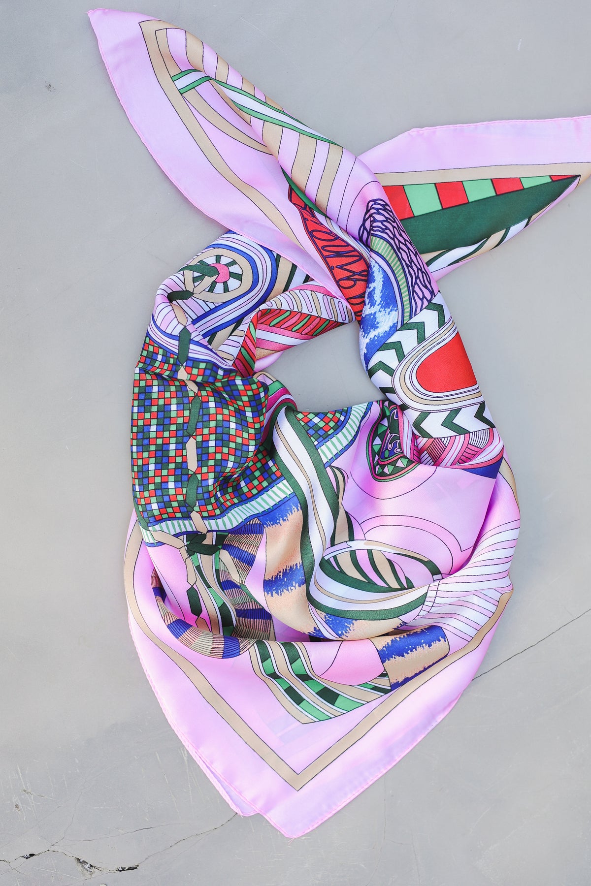 Artistry Geometric Scarf – Pink Multi