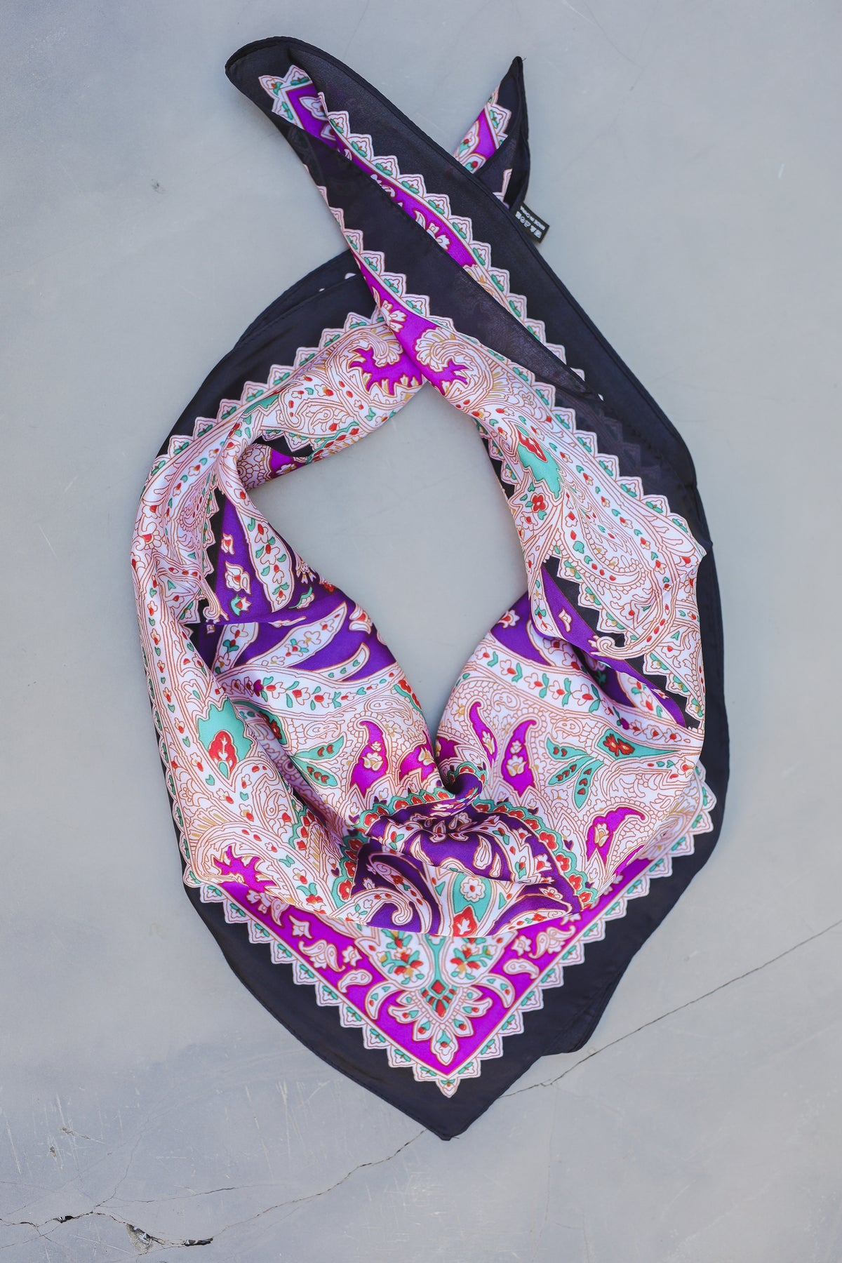 Boho Paisley Luxe Scarf – Black & Magenta