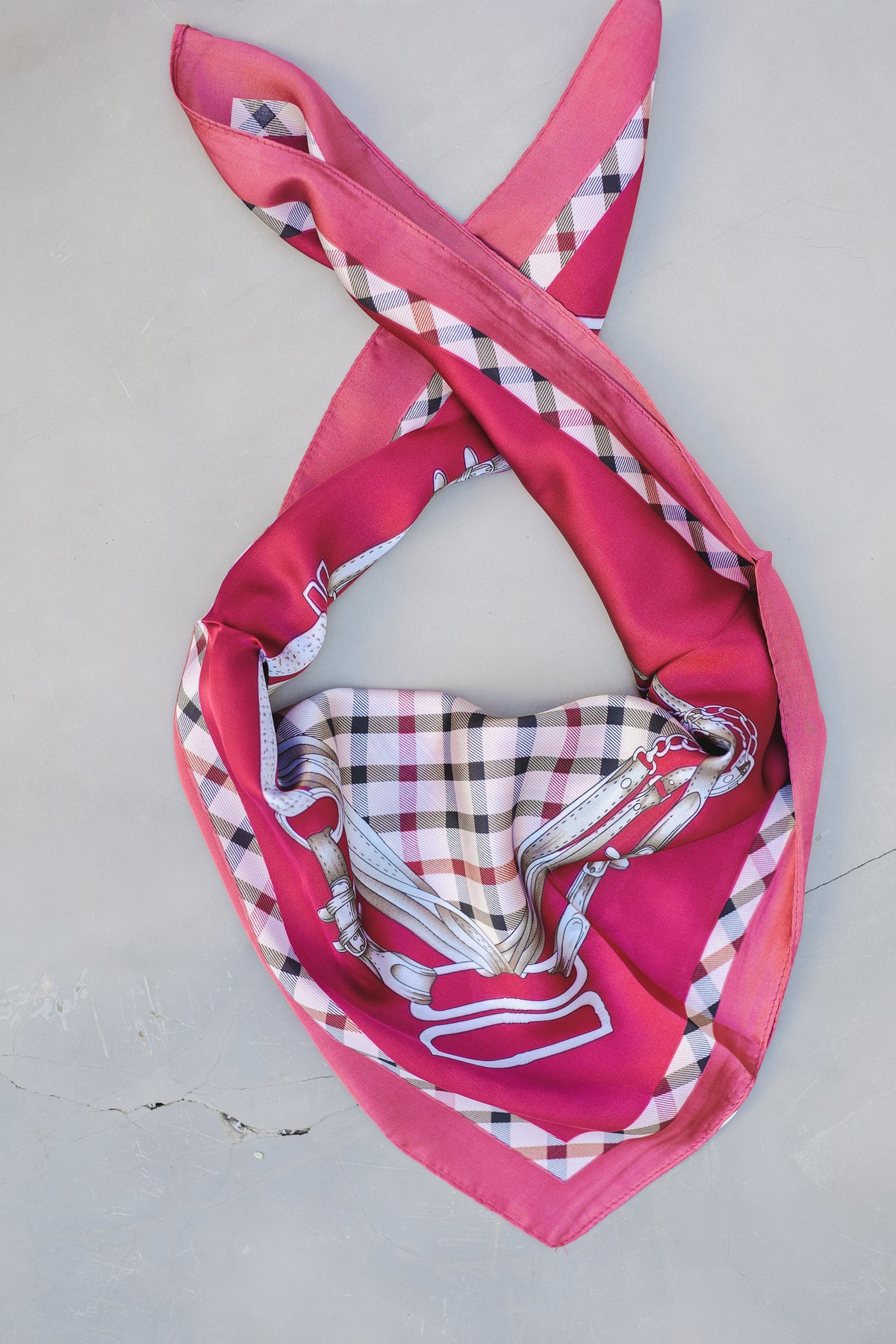 Equestrian Plaid Scarf – Burgundy