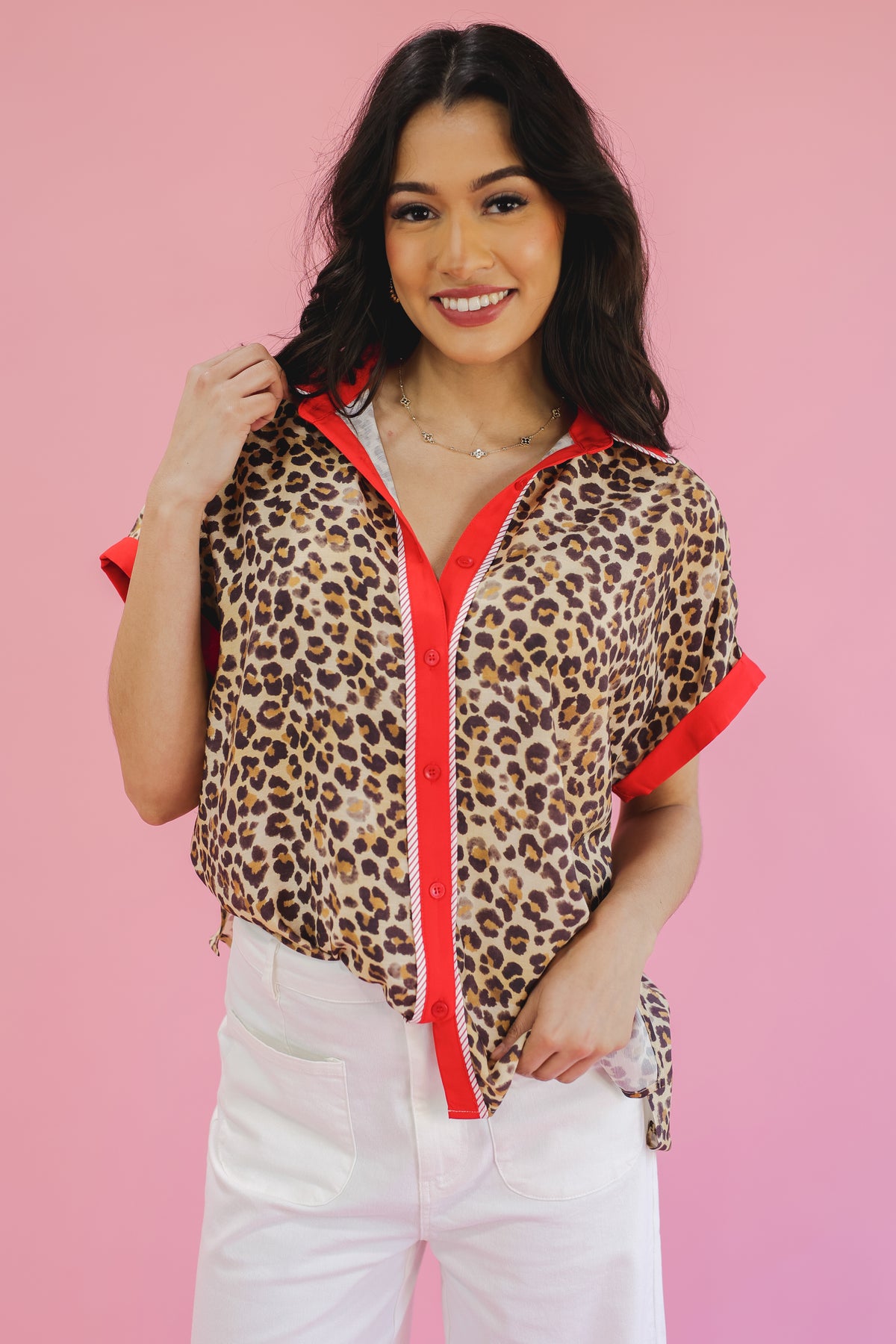 Wild Animal Print Top - Red