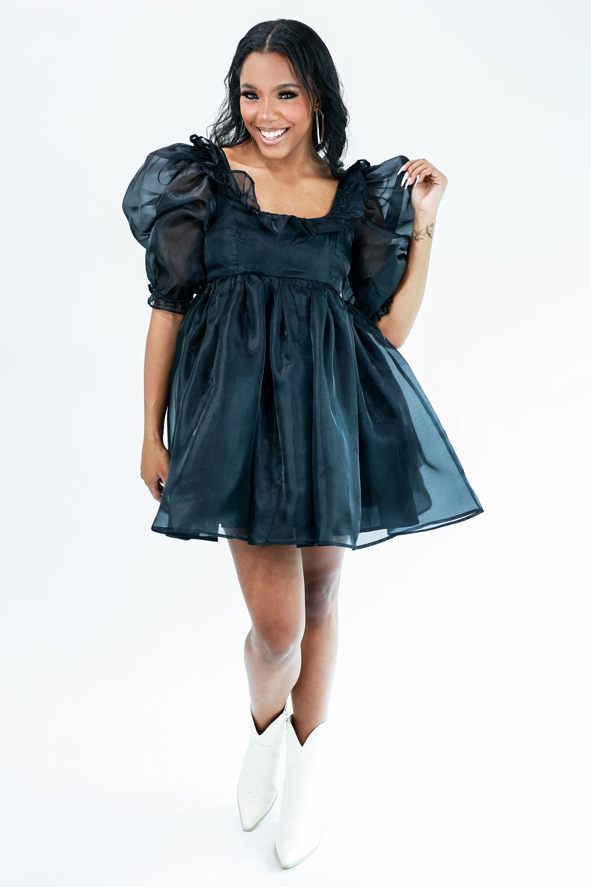 mable dresses Mable Party On Fifth Organza Dress In Black - Black
