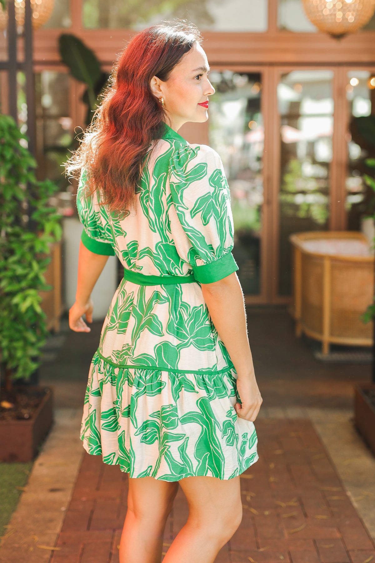 Palm Haven Belted Dress - Green Palm Haven Belted Dress - Green