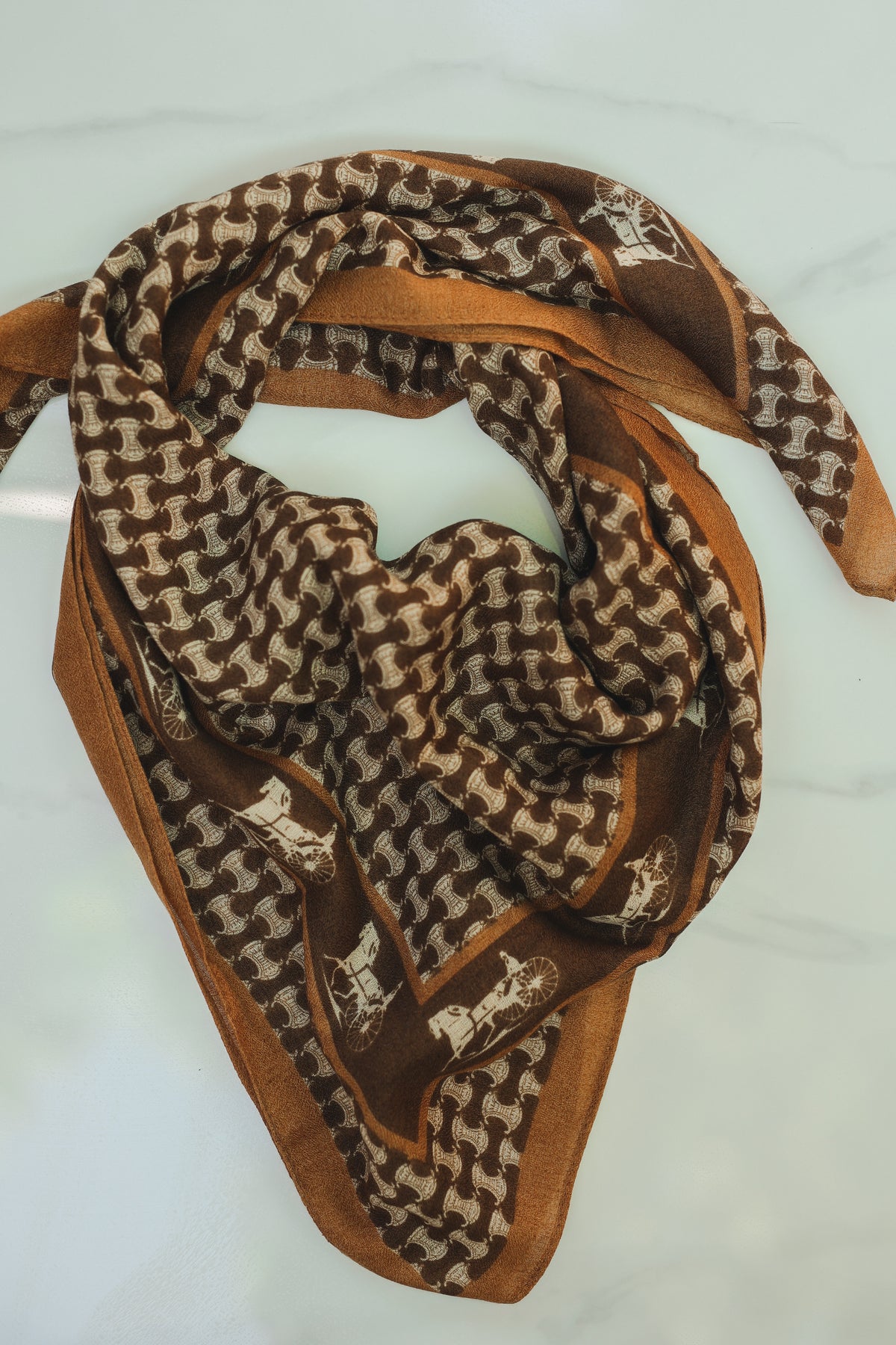 Carriage Print Classic Scarf – Brown