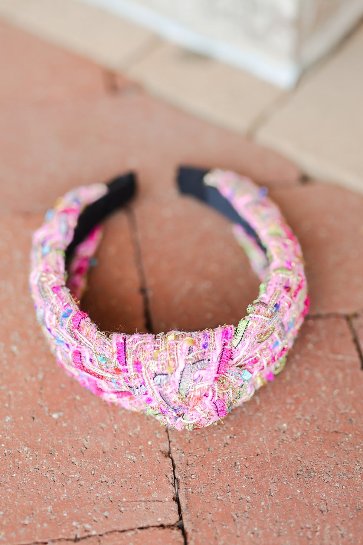 Mosaic Tweed Knot Headband – Pink-Headband-Southern House