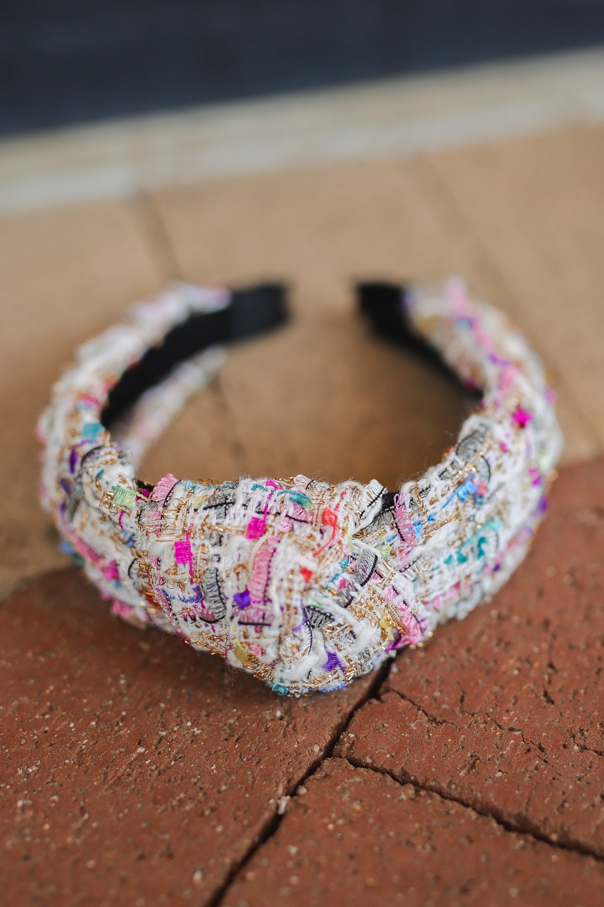 Mosaic Tweed Knot Headband – Natural-Headband-Southern House