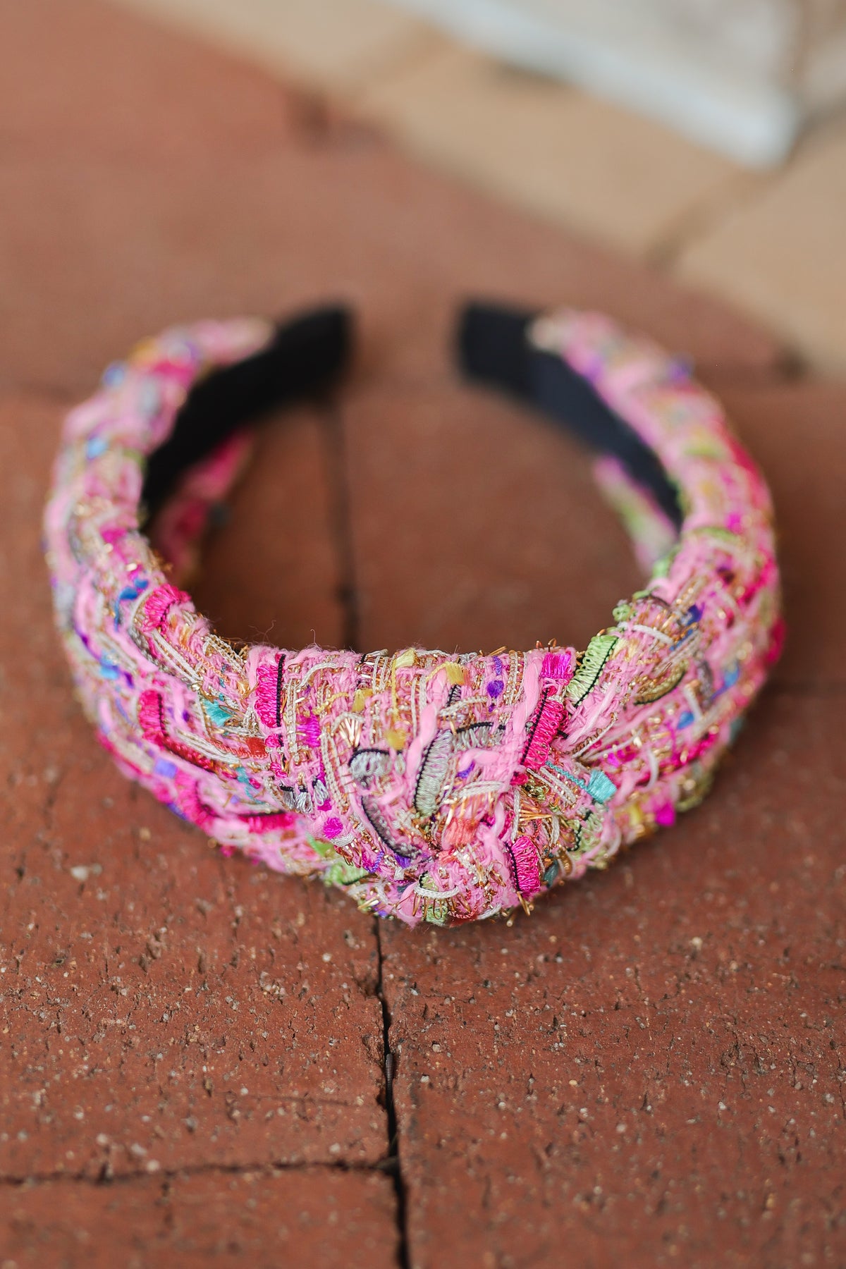 Mosaic Tweed Knot Headband – Pink-Headband-Southern House