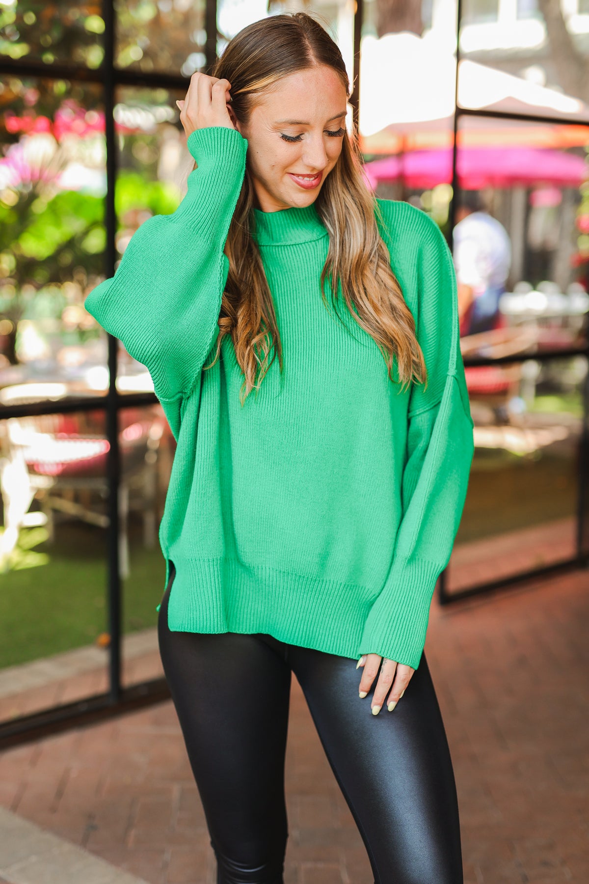 Weekend Cozy Knit Sweater – Green-Sweater-Southern House