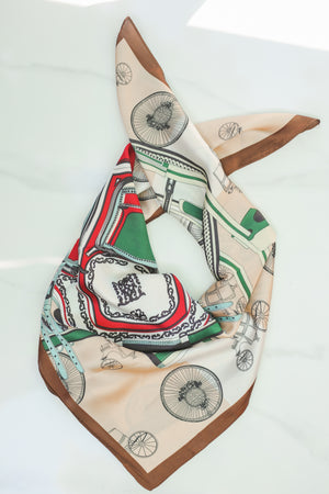 Grand Carriage Scarf – Beige & Green-Scarf-Southern House