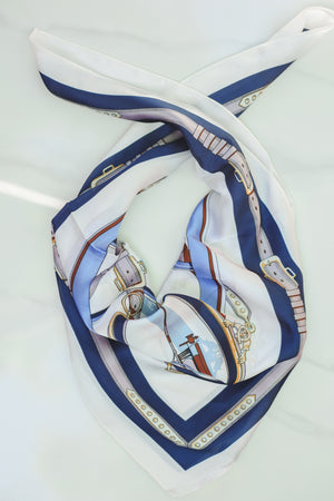 Blush Bridle Print Scarf - Blue-Joia-Southern House