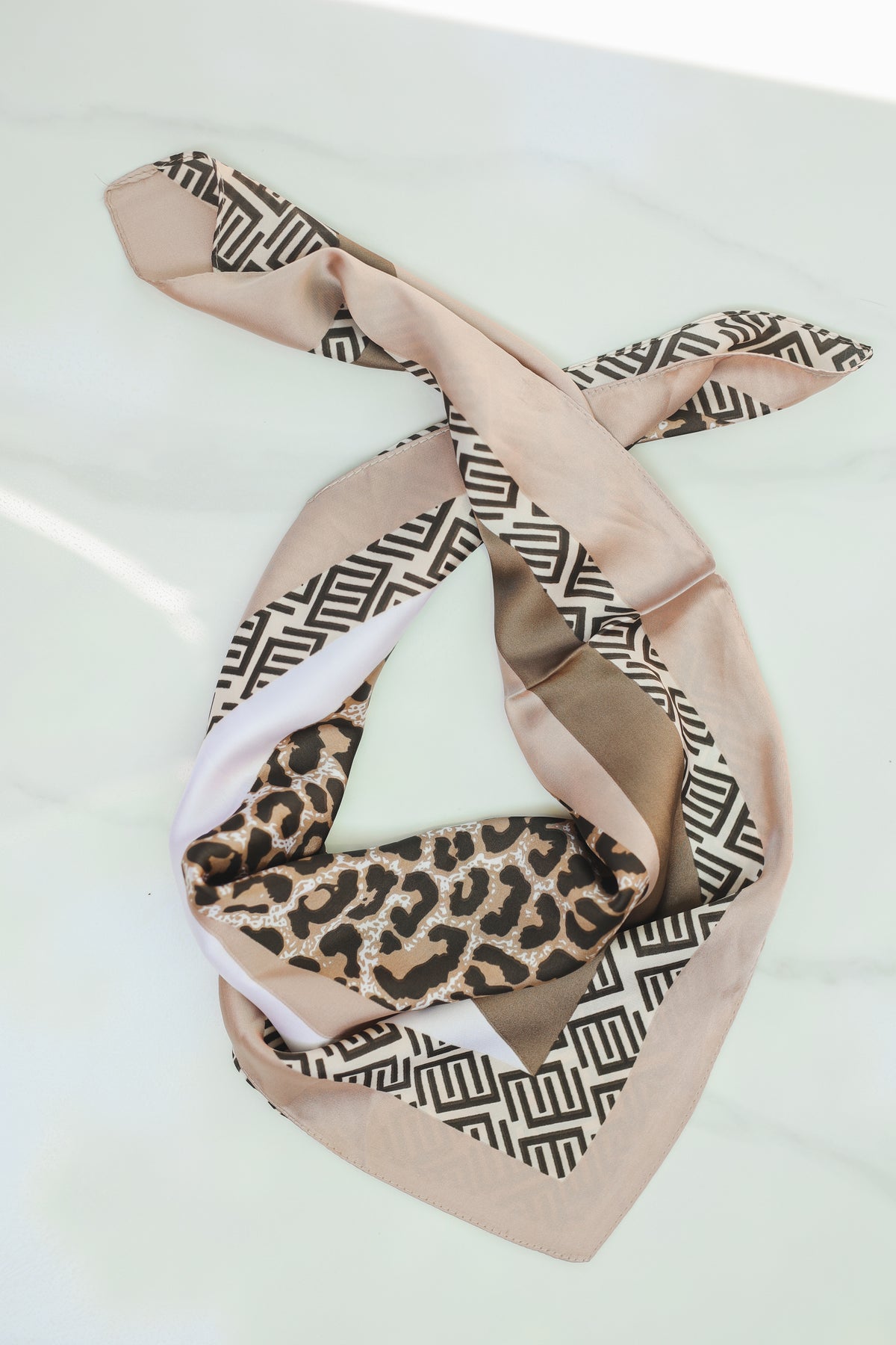 Savannah Luxe Print Scarf – Beige & Brown