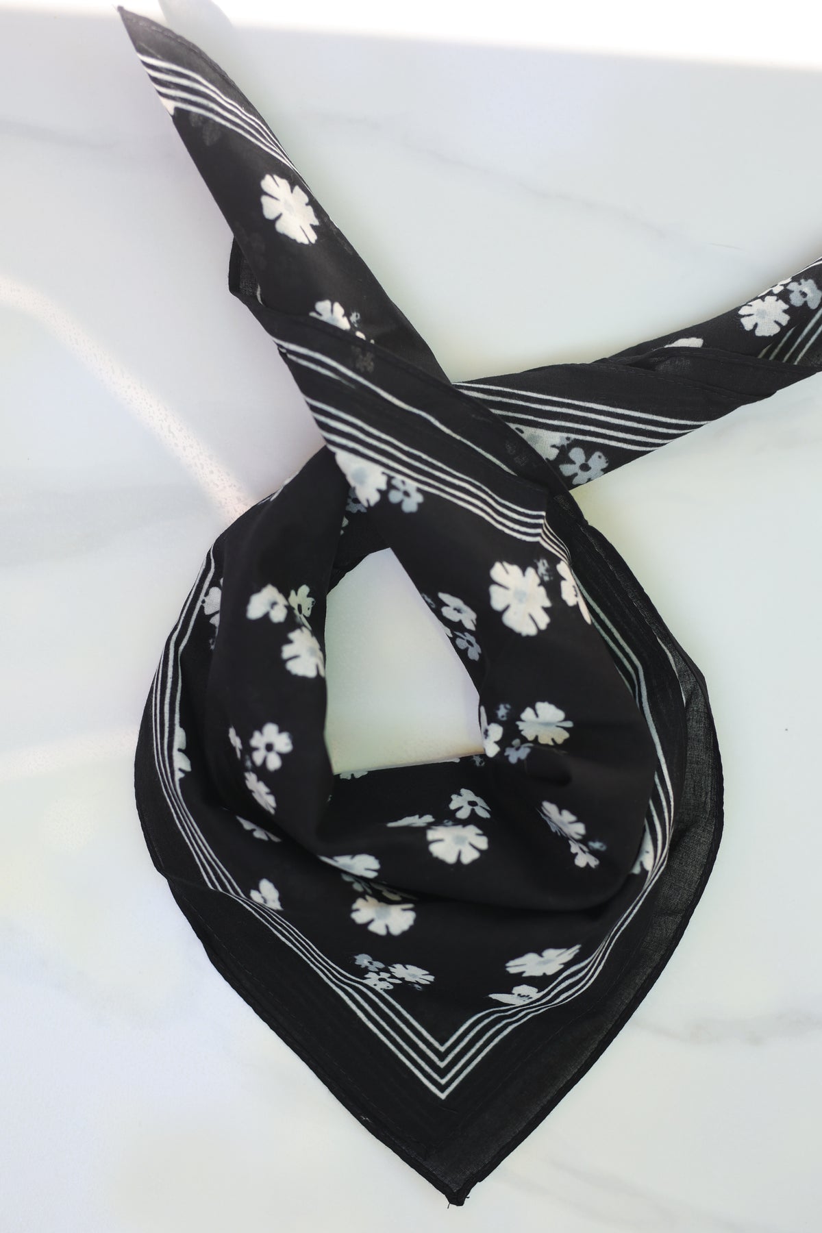 Black Daisy Cotton Scarf