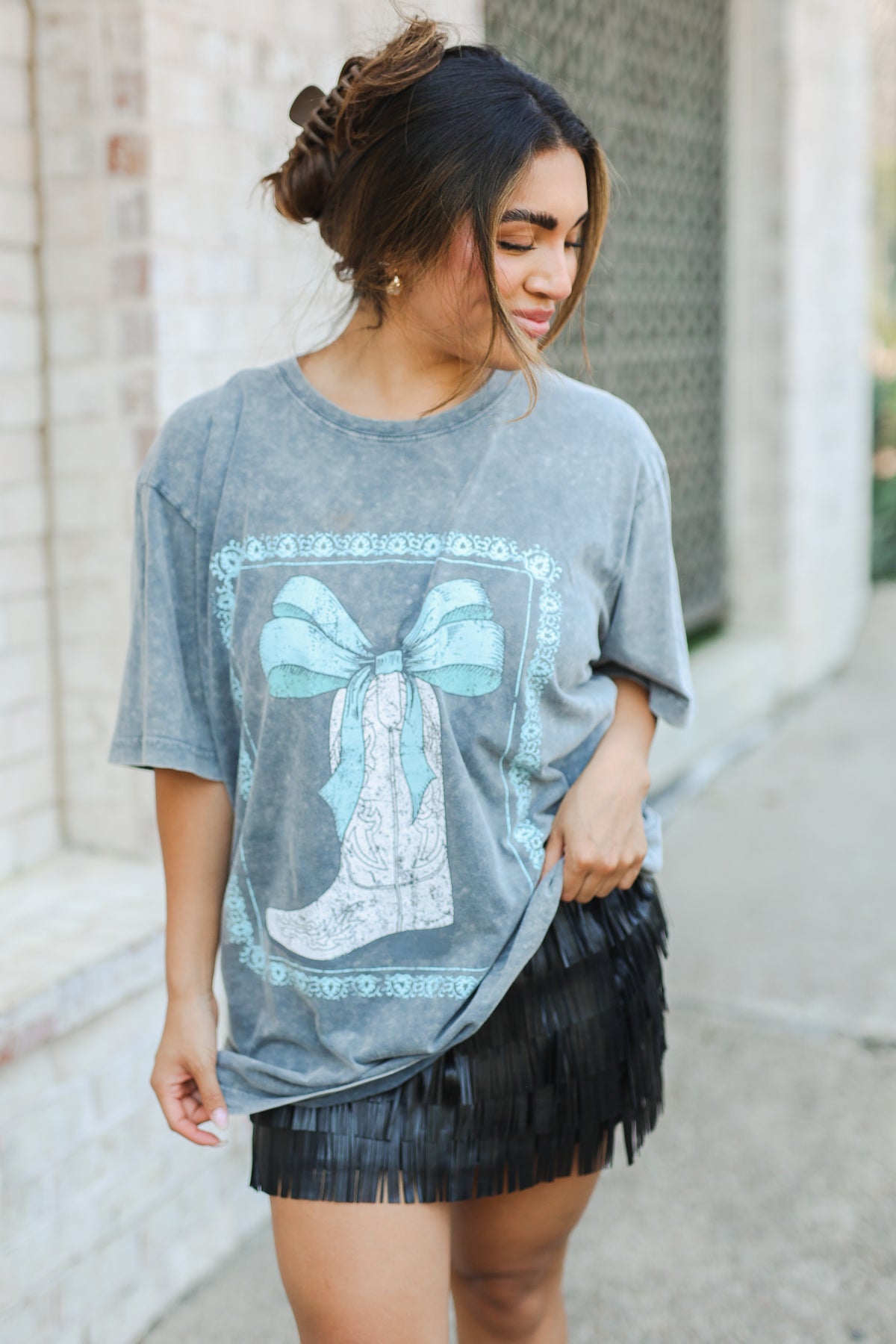 Cowboy Ribbon Tee In Denim
