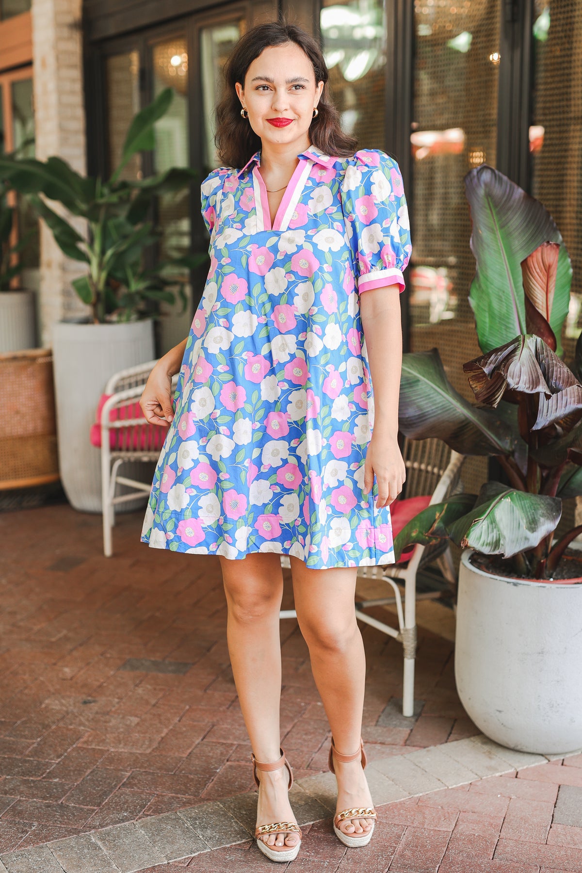 Retro Bloom Dress - Blue