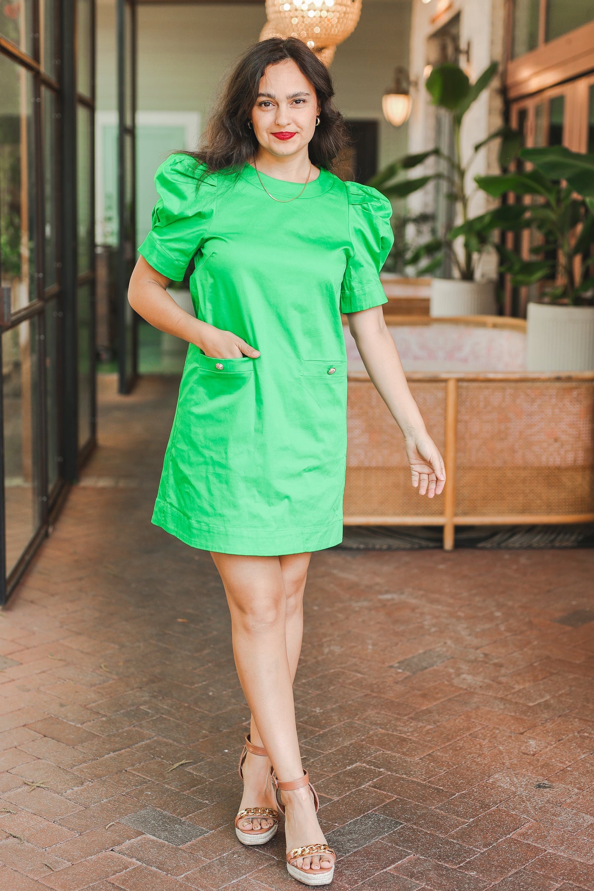 Garden Glow Shift Dress - Green