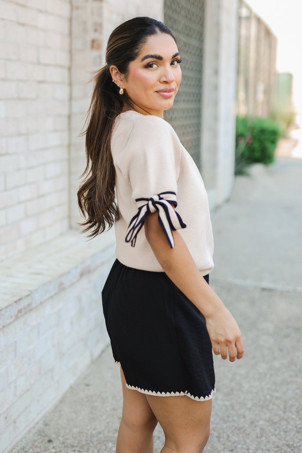 Bow and Go Knit Top - Taupe-Shirt/Tops-Southern House
