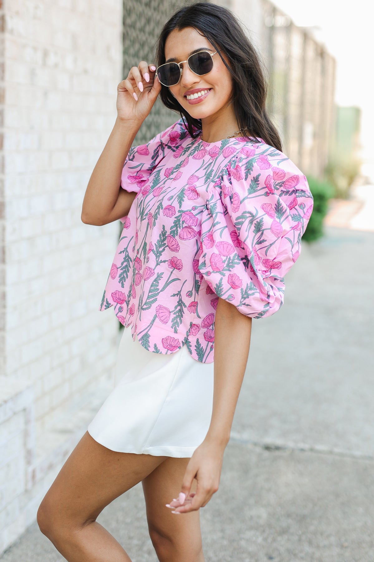 Petal Perfect Puff Sleeve Top – Pink-Shirt/Tops-Southern House