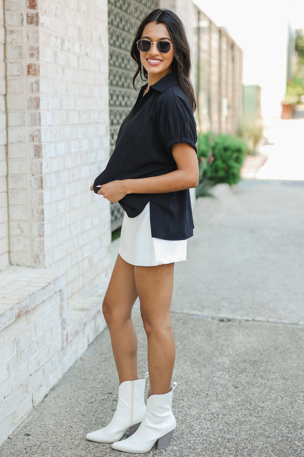 Elevated Chic Collared Blouse - Black-Shirt/Tops-Southern House