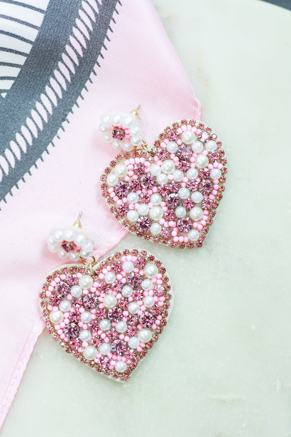 Fresh Start Heart Earrings In Blush