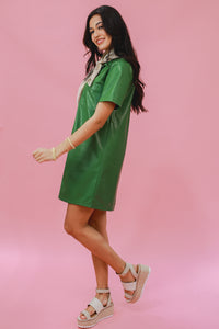 Queen Of Paradise Faux Leather Dress In Green