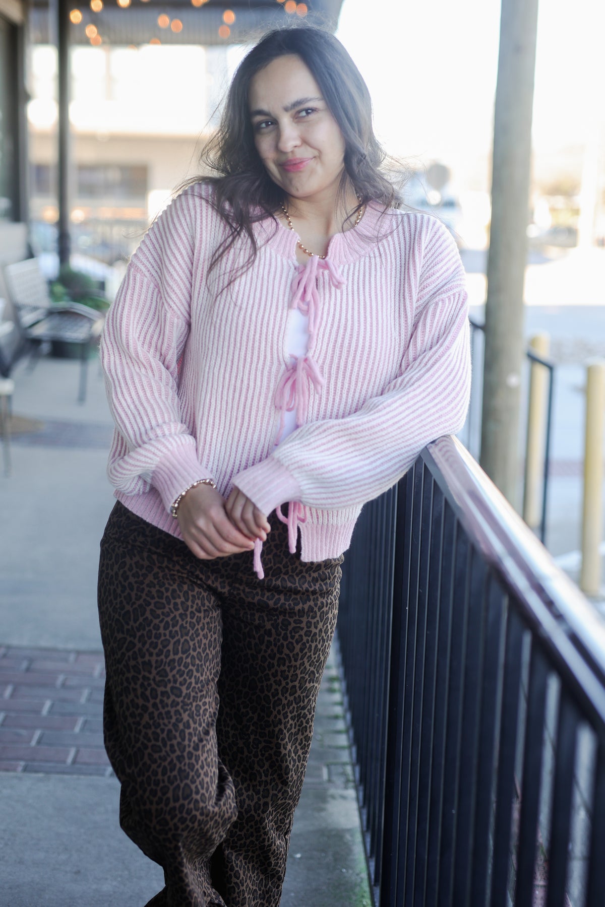 Sweetheart Tie-Front Cardigan – Pink