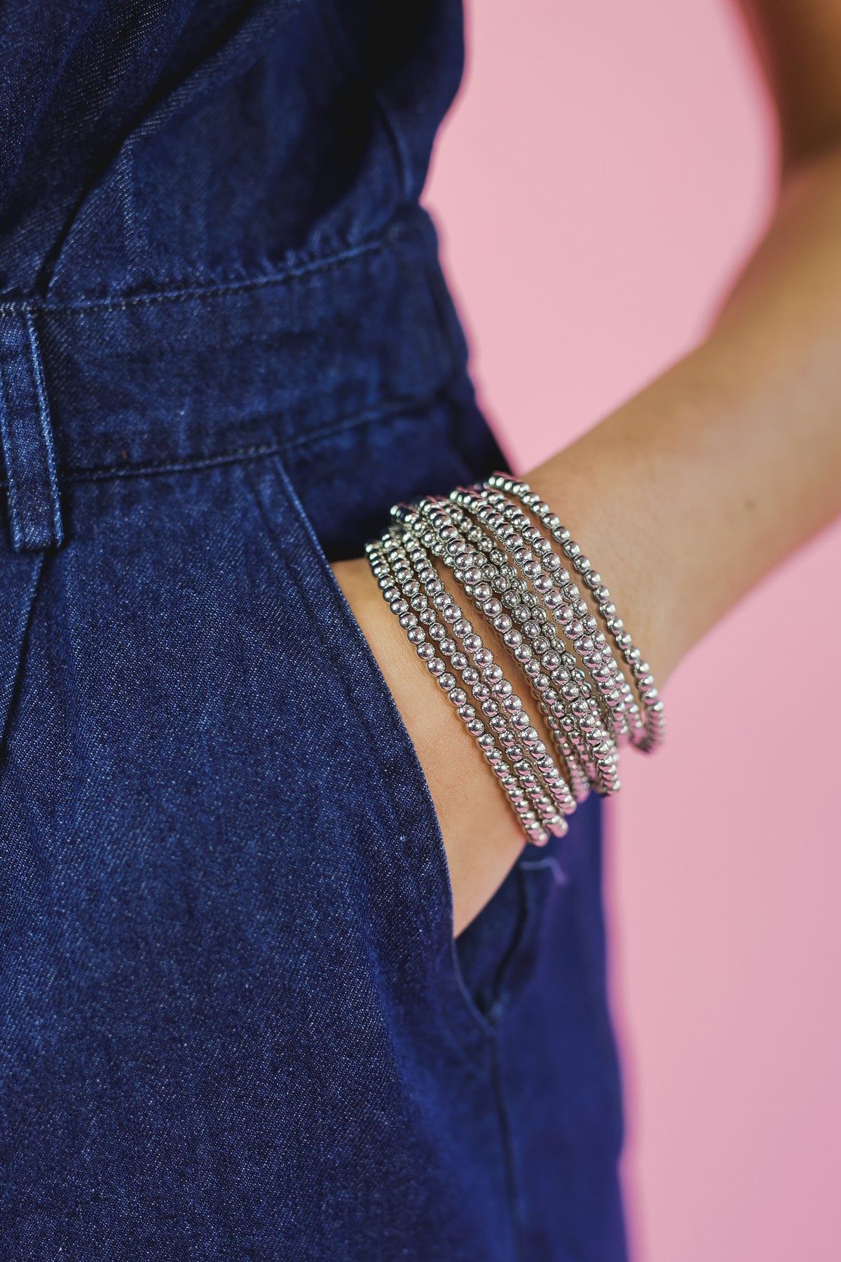 Delicate Beaded Bracelets - Silver