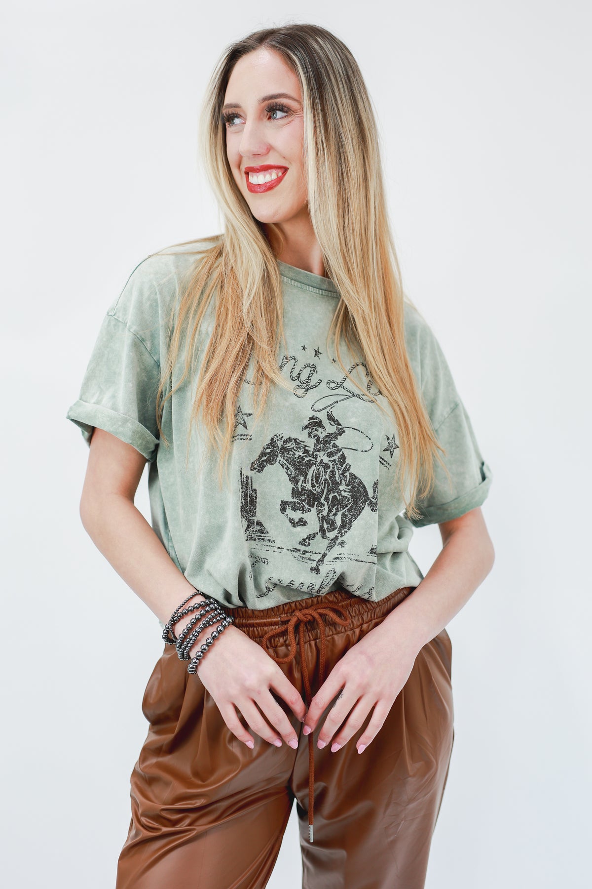 Long Live Cowboys Tee In Green