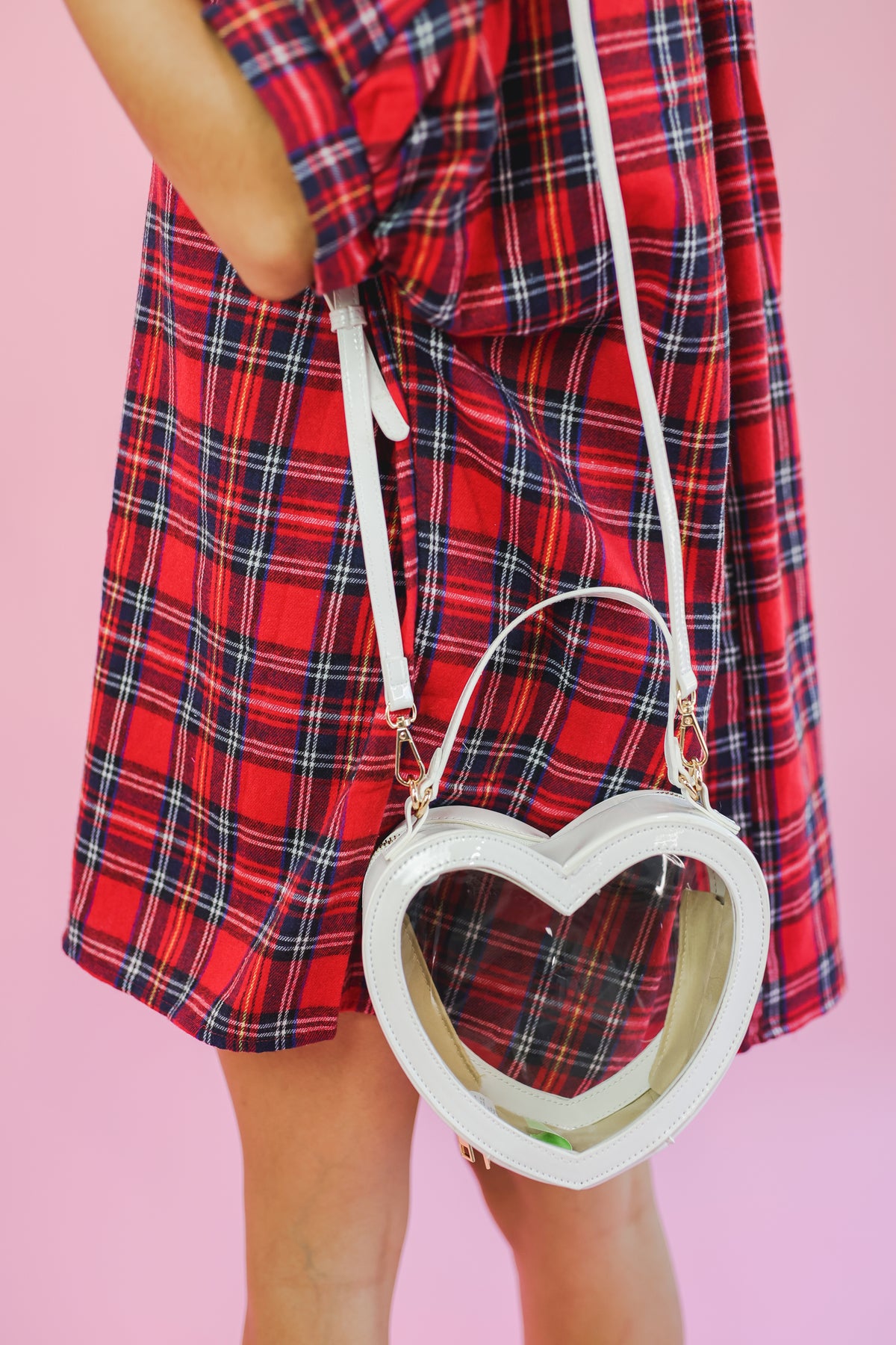 Major Heart Clear Crossbody In White