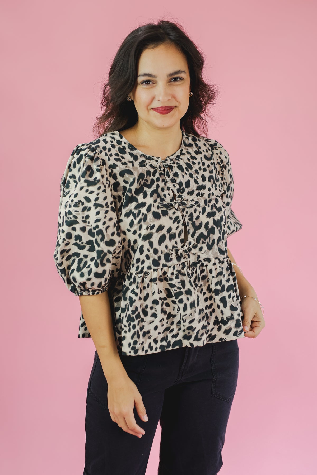 Wild-Charm Leopard Bow Top