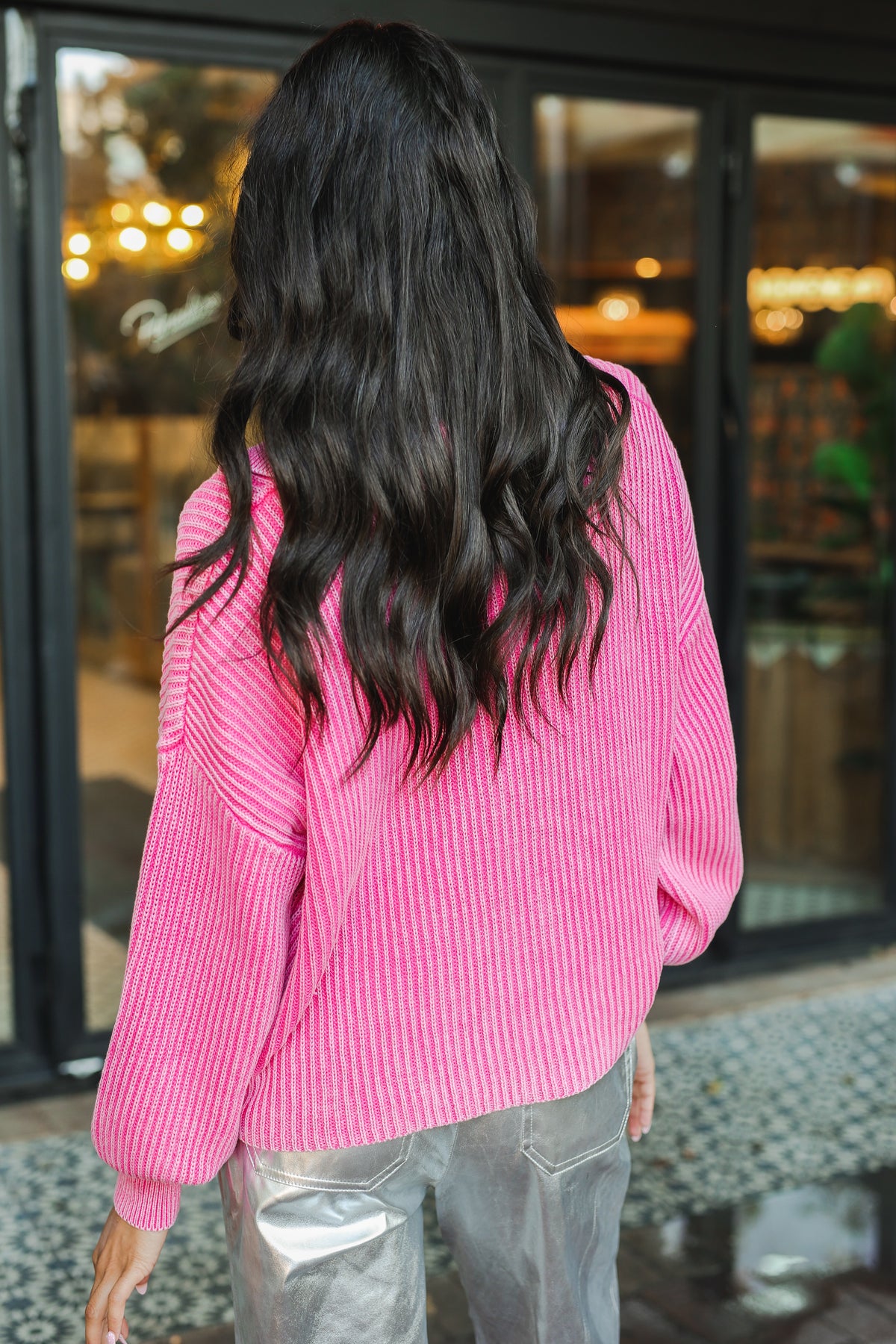 Sunset Grove Ribbed Pullover - Fuchsia-Shirt/Tops-Southern House