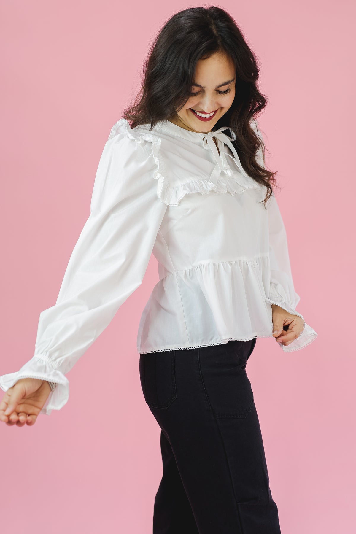 Feminine Sweet Bow Top - White