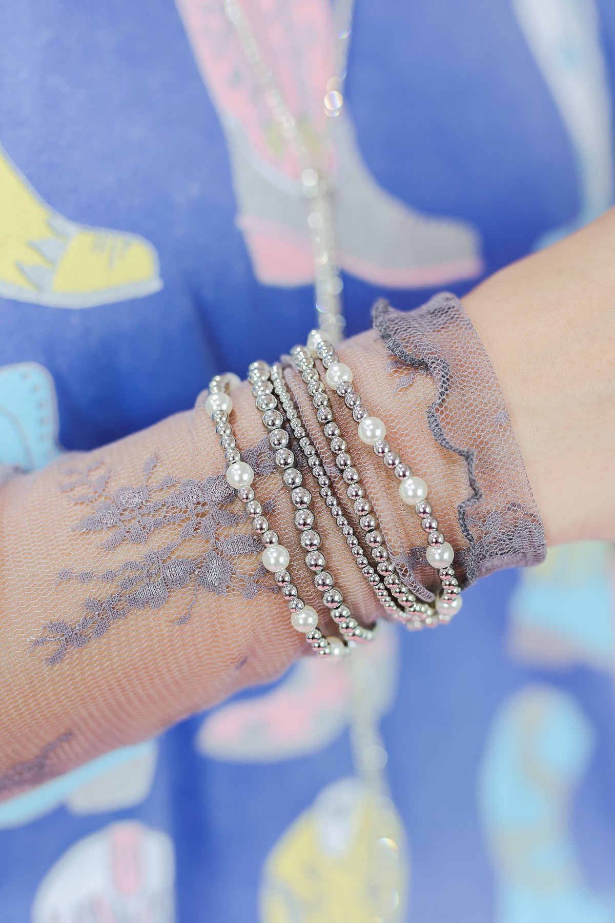 Pearly Treasure Bracelet Stack In Silver