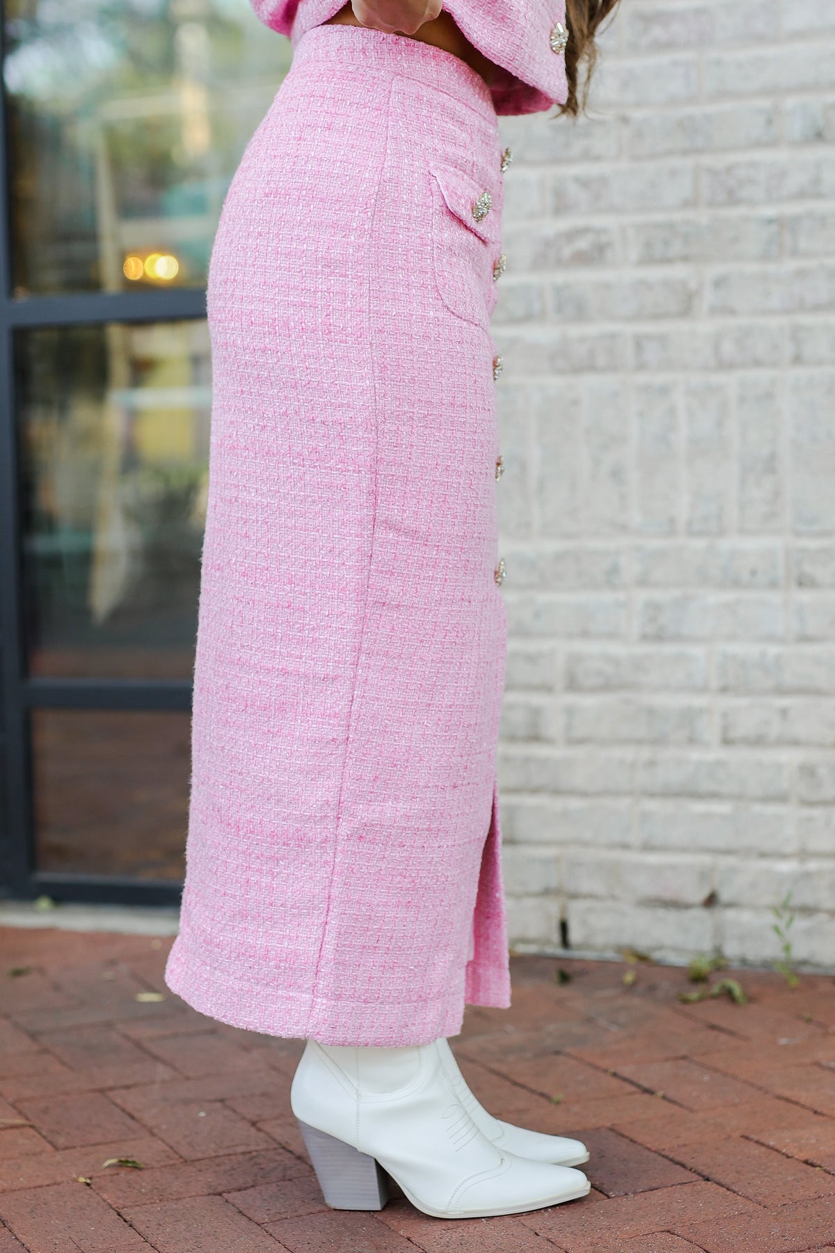 Iconic Elegance Button Front Midi Skirt – Pink-Skirt-Southern House