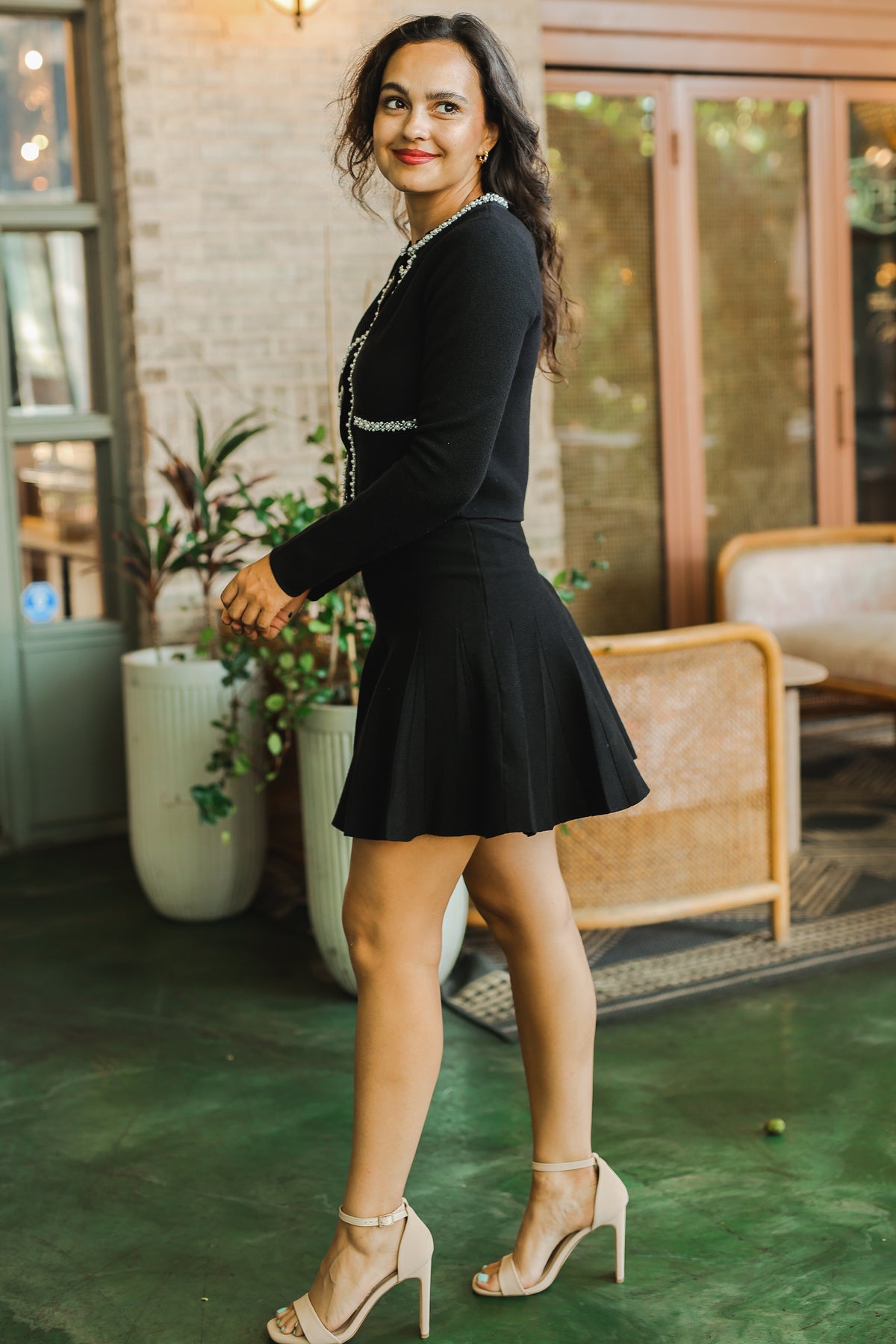 Black Charm Pearl Trim Cardigan-Kimono/Cardigan/Jacket/Hoodie-Southern House