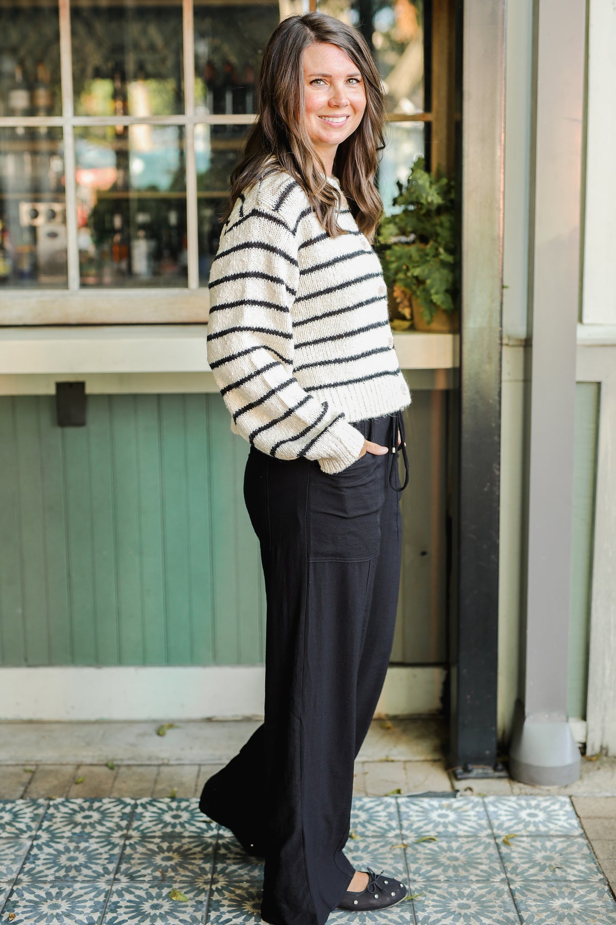Classic Knit Cardigan – Ivory Stripe-Sweater-Southern House