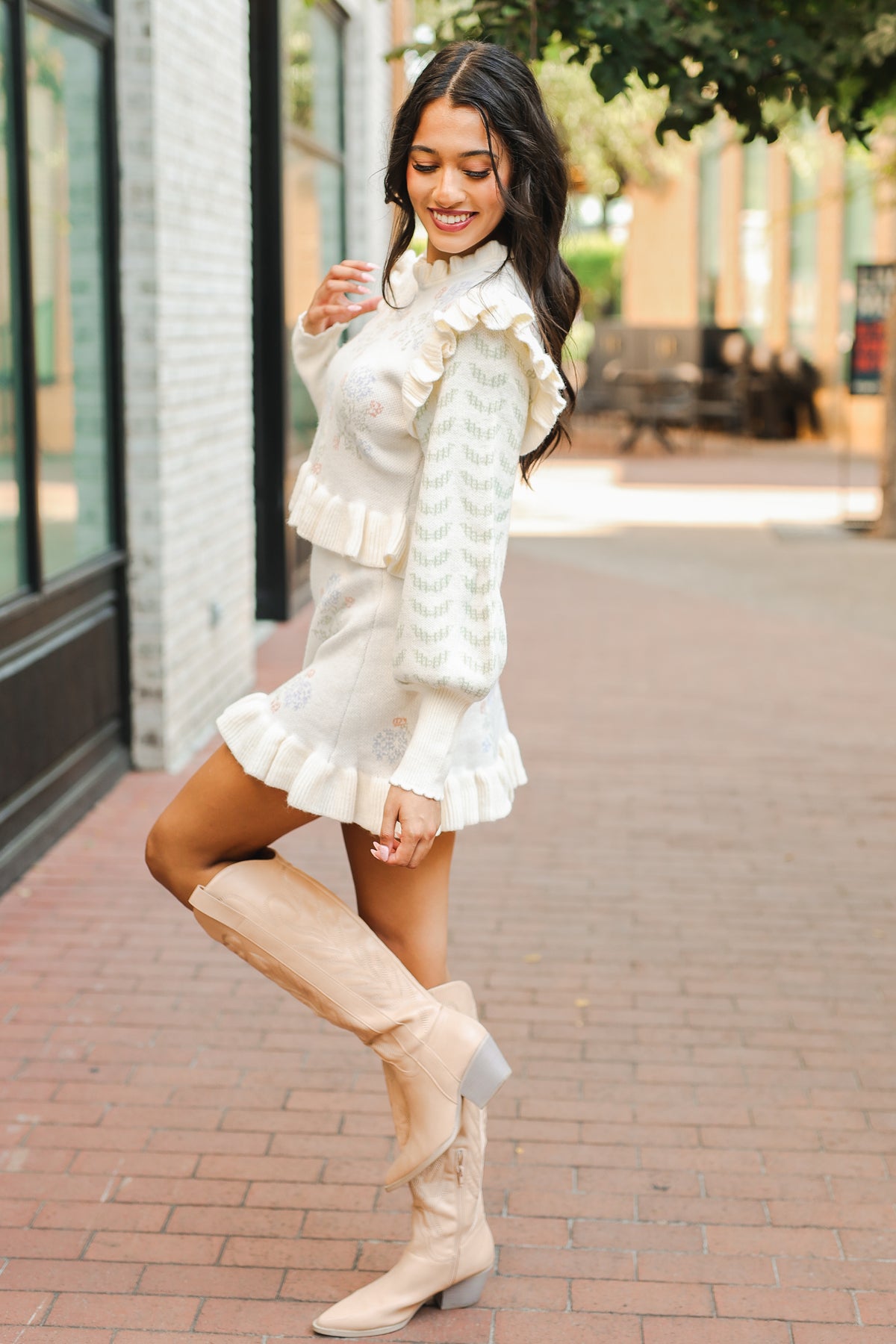 Cream Blossom Mini Skirt-Skirt-Southern House