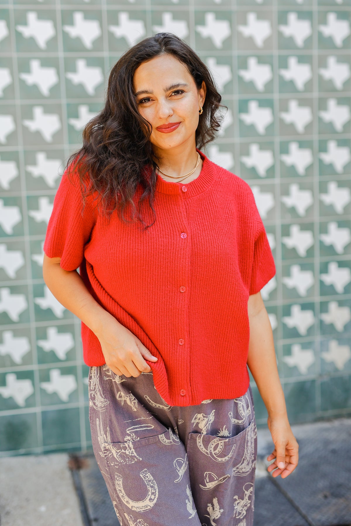 Poppy Button Up Knit-Shirt/Tops-Southern House