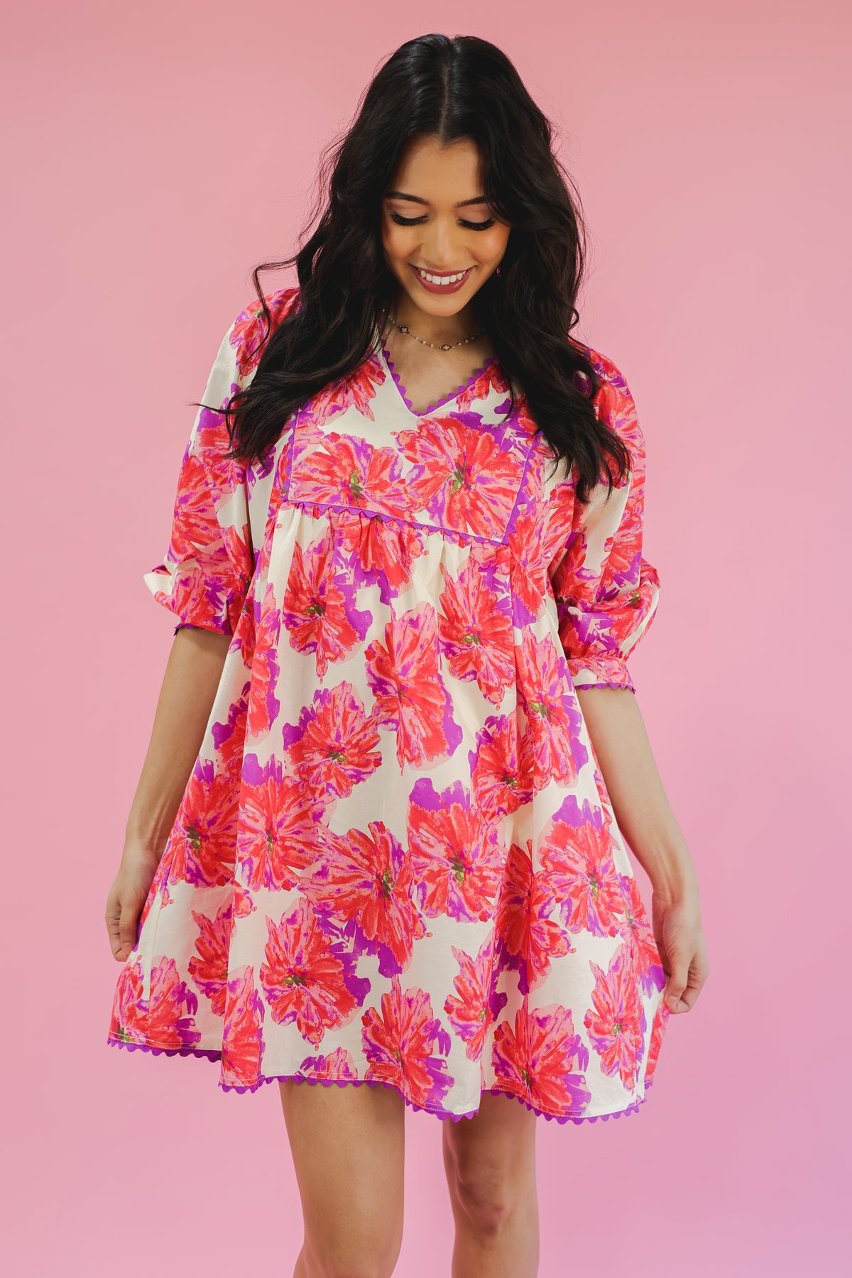Cloud Nine Floral Dress - Red