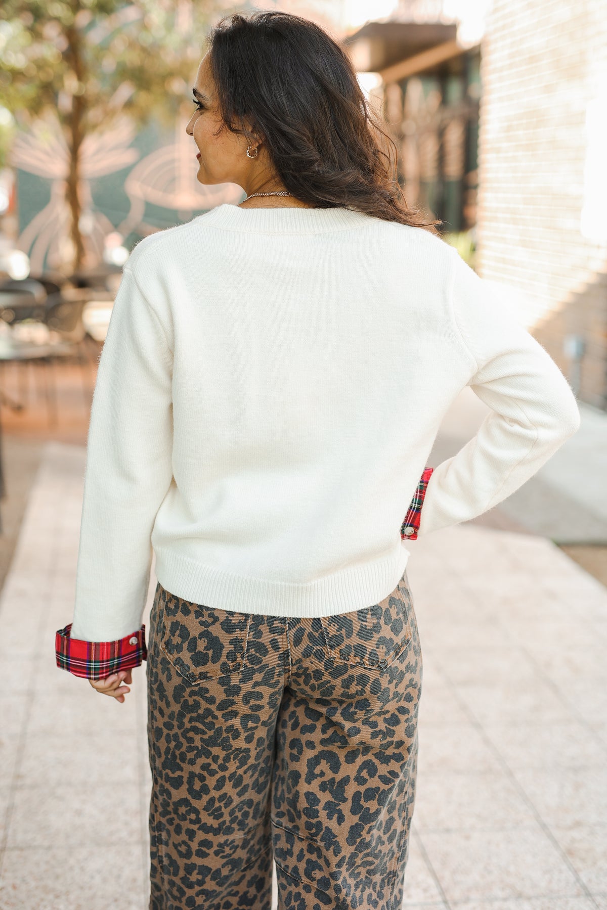 Heritage Plaid Trim Cardigan - Cream-Kimono/Cardigan/Jacket/Hoodie-Southern House