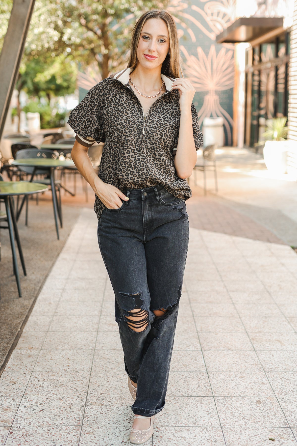 Wild Mocha Quarter Zip Blouse-Kimono/Cardigan/Jacket/Hoodie-Southern House