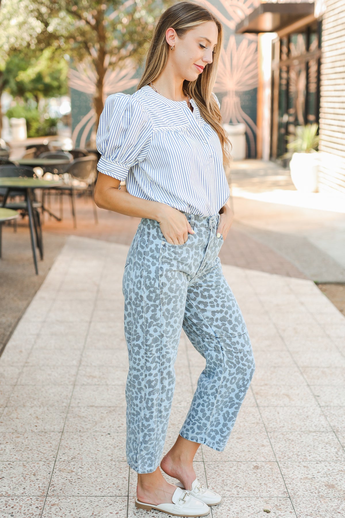 Enchanted to Meet You Striped Blouse – Blue-Shirt/Tops-Southern House