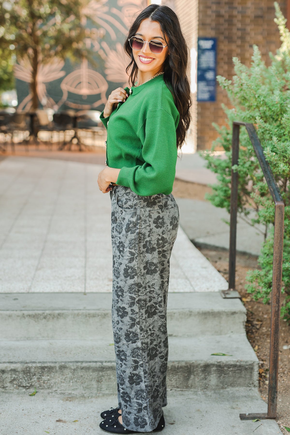 Still Bejeweled Cardigan - Forest Green-Shirt/Tops-Southern House
