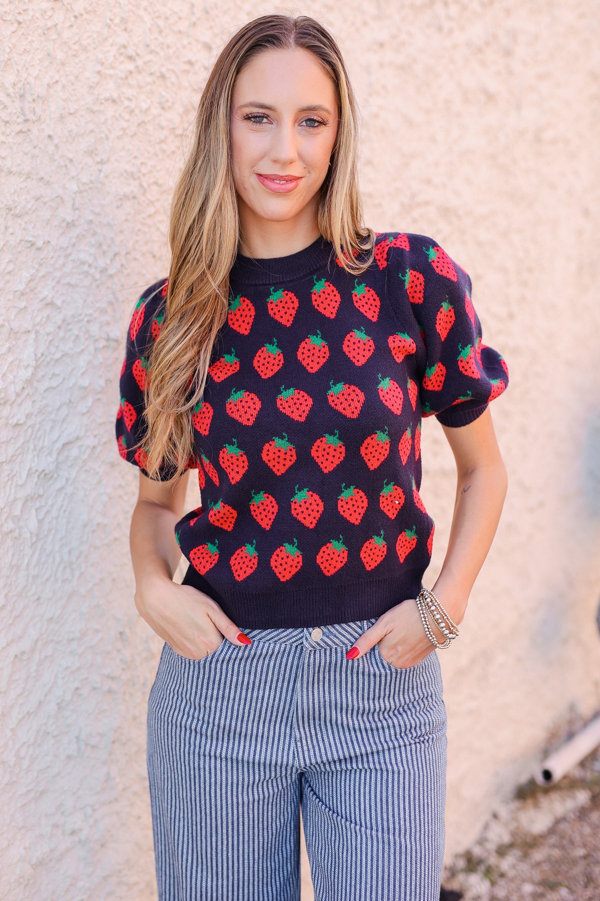 Berry Sweet Knit Top – Navy