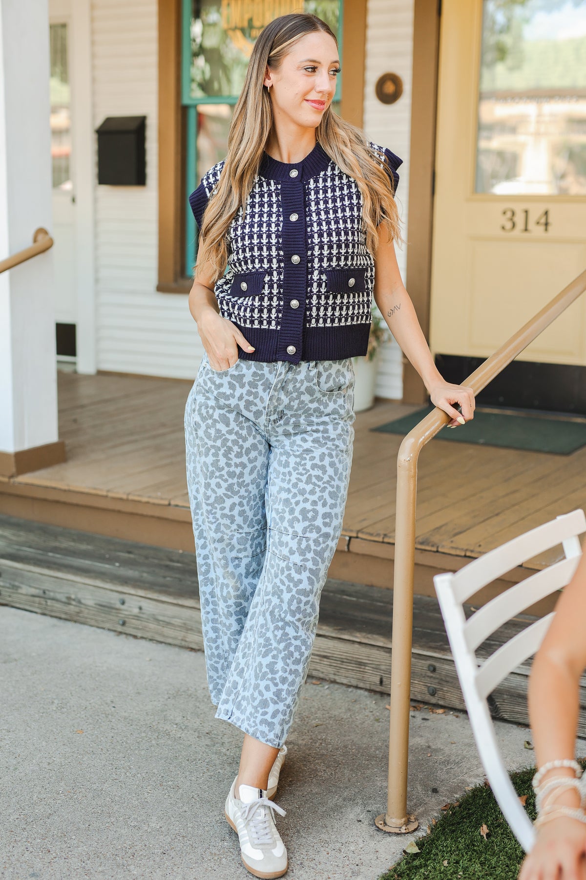 Vineyard Views Knit Sweater - Navy-Shirt/Tops-Southern House
