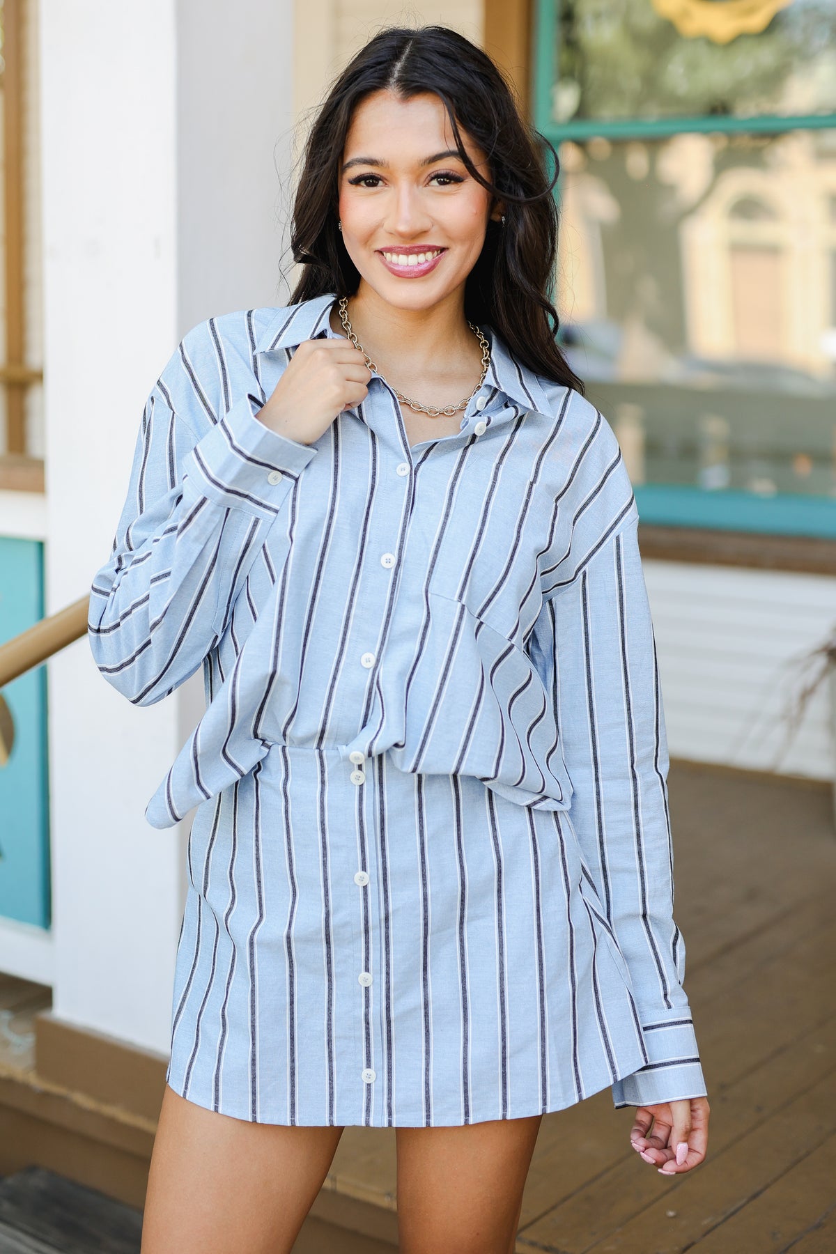 Sutton Striped Top – Blue
