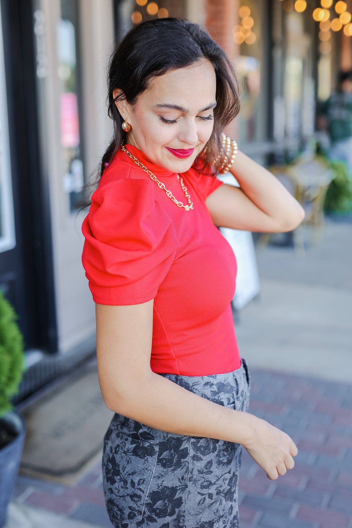 Scarlet Charm Ribbed Bodysuit – Red