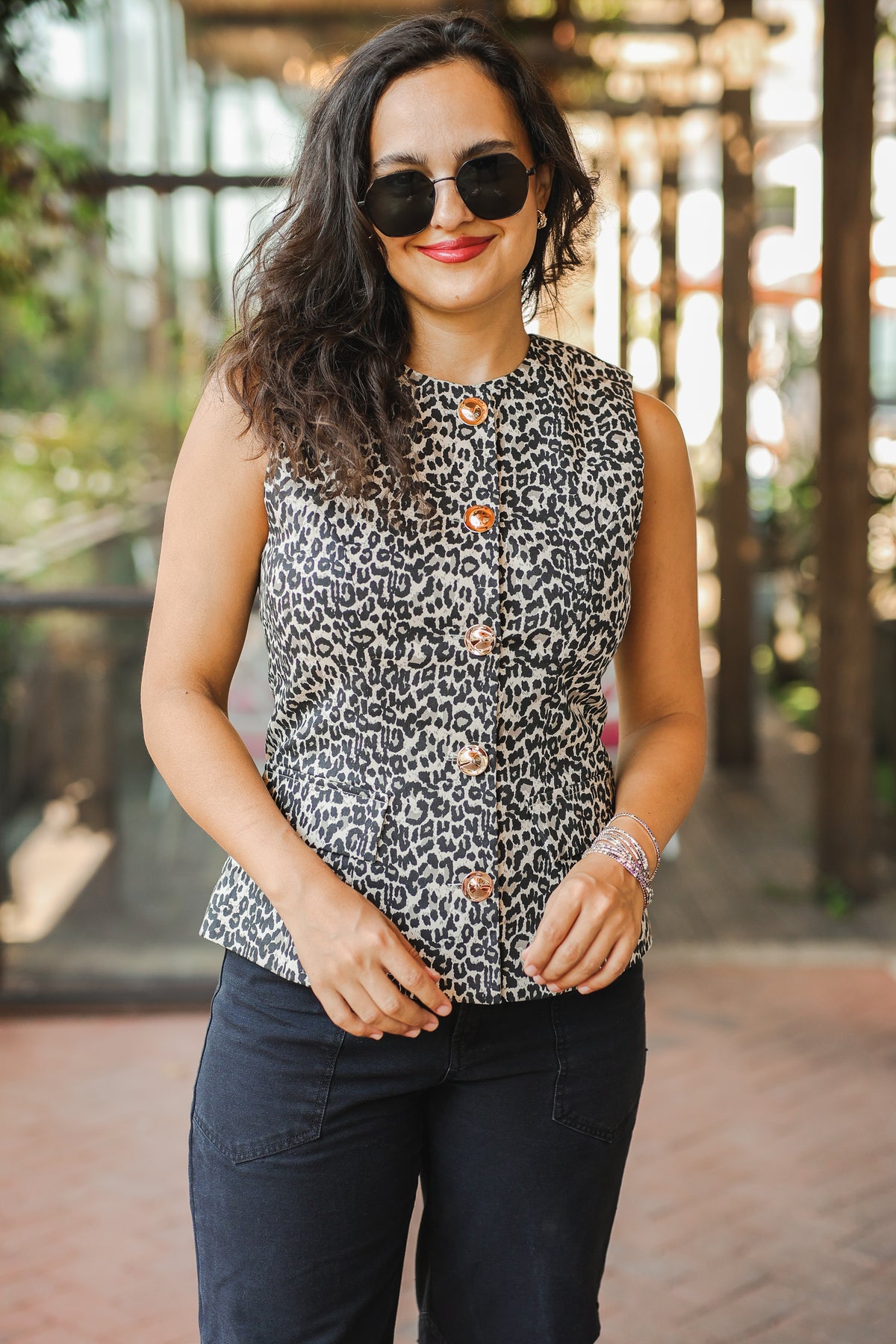 Daydream Button-Front Vest Top – Leopard-Vest-Southern House