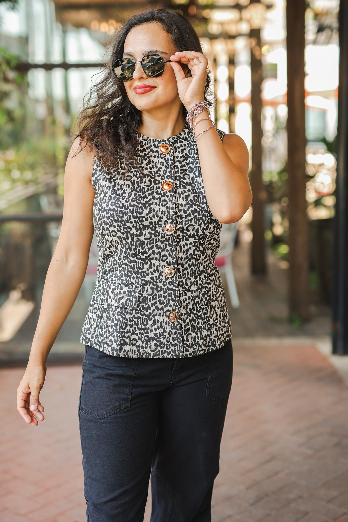 Daydream Button-Front Vest Top – Leopard-Vest-Southern House