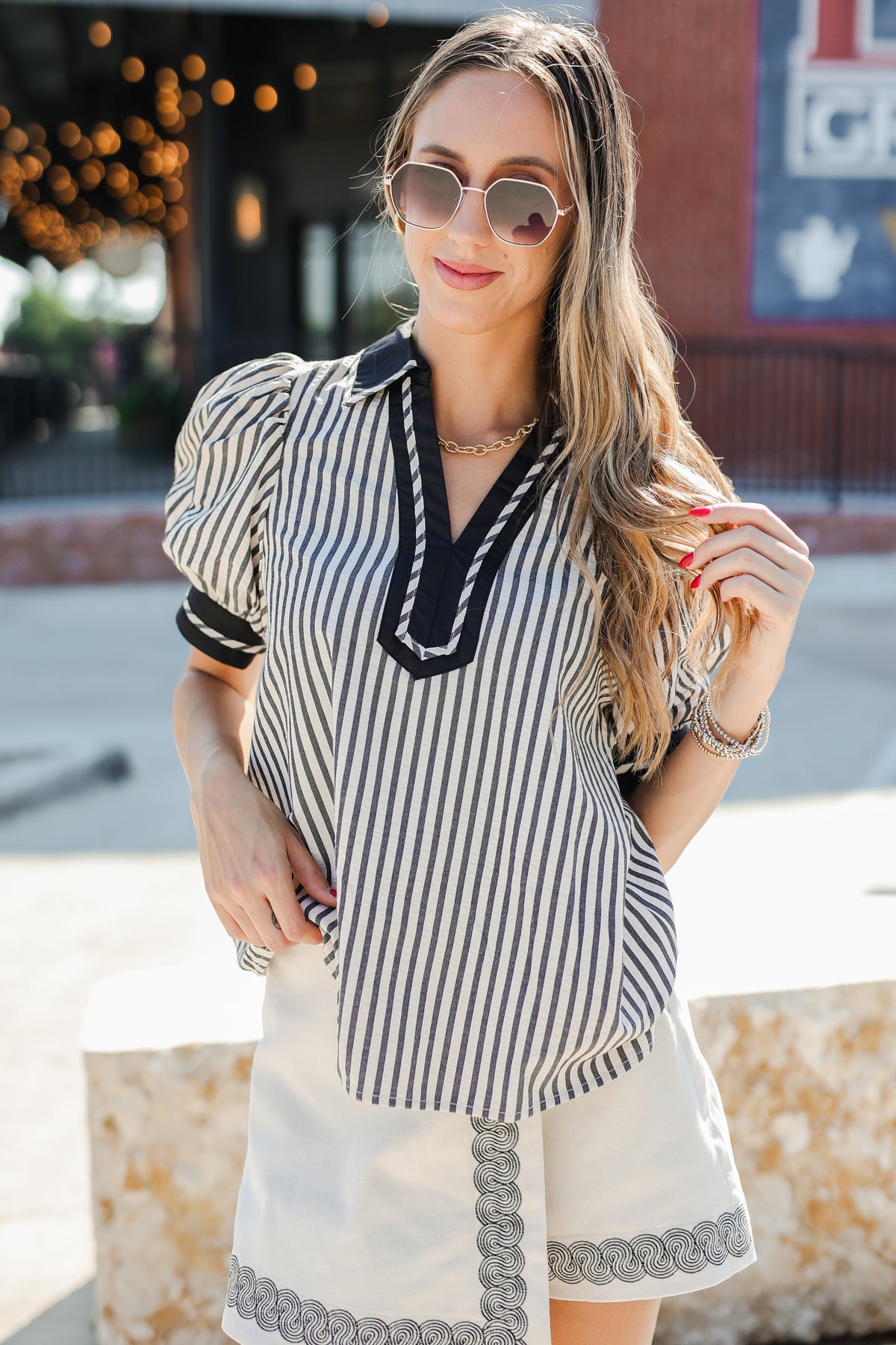 Boardwalk Stroll Blouse - Black